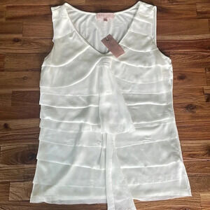 Philosophy Womens Sleeveless/tank top Ivory Stretch Layered Ruffles Size M